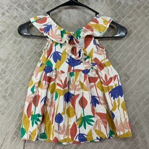 Tea Toddler Girls 18-24 Tunic Top Blouse Colorful Floral Sleeveless Ruffle
